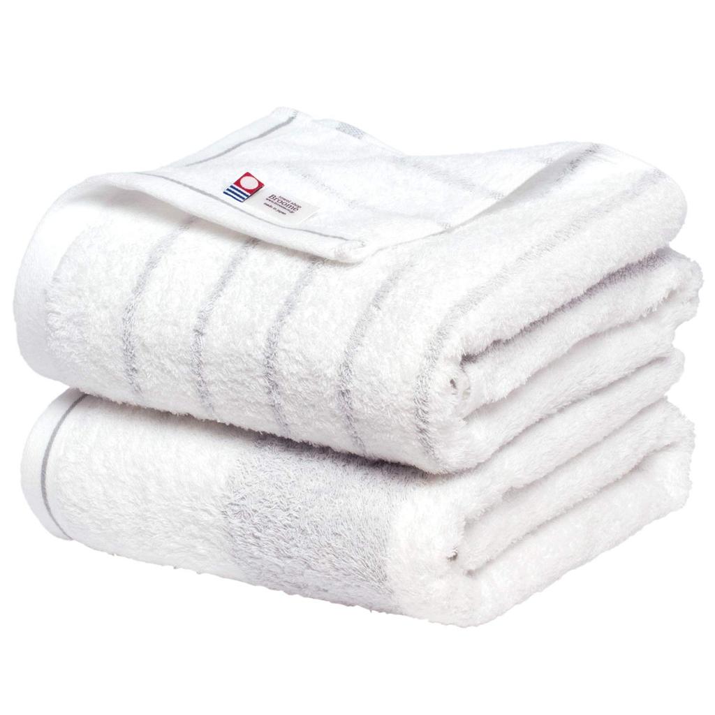 Bloom Imabari Towel Certified Natural Border Bath Towel Set of 2 Made In Japan (Gray Border)