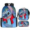 Stitch Kids Backpack Set 3-Piece Student School Bag Lunch Box Pencil Case Digital Print Gift Set for Children