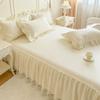 Комплект из 3 предметов однотонной двухслойной кружевной вышитой юбки для кровати с 1 шт. юбки для кровати + 2 шт. наволочек, легко снимаемый чехол-протектор для матраса