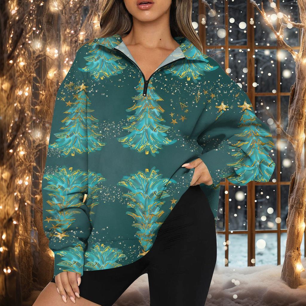 Женская мода повседневная толстовка с длинным рукавом и принтом на молнии с высоким воротом и заниженными плечами