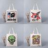 Custom Name Print Summer Tote Bag Skull Printed Shopping Bag Lady Canvas Bag Shopper Handbag  Eco Women Harajuku Girl Shoulder