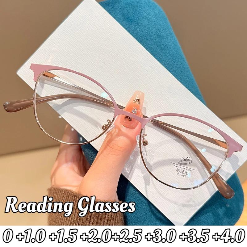 Унисекс Новая Мода Кошачий глаз Очки для чтения с защитой от синего света Мужские и Женские Новые Роскошные Очки для дальнозоркости высокой четкости +4.0