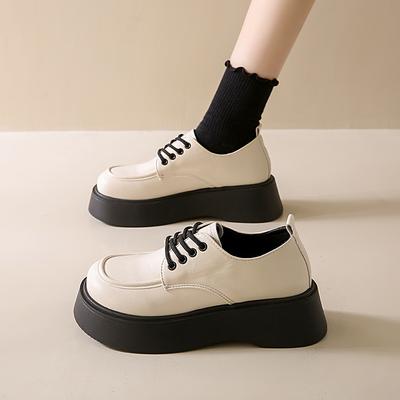 Модные CRLAYDK Винтажные женские лоферы на массивной платформе из кожи белого цвета, модные, для офиса, работы, школы, платья, удобные, на шнуровке, женские туфли