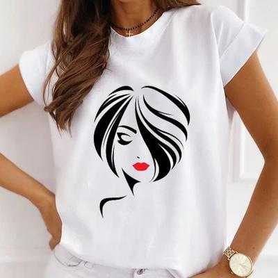 Круглый вырез горловины Летняя модная рубашка с круглым вырезом и коротким рукавом с принтом букв, повседневная женская базовая футболка для Европы и США