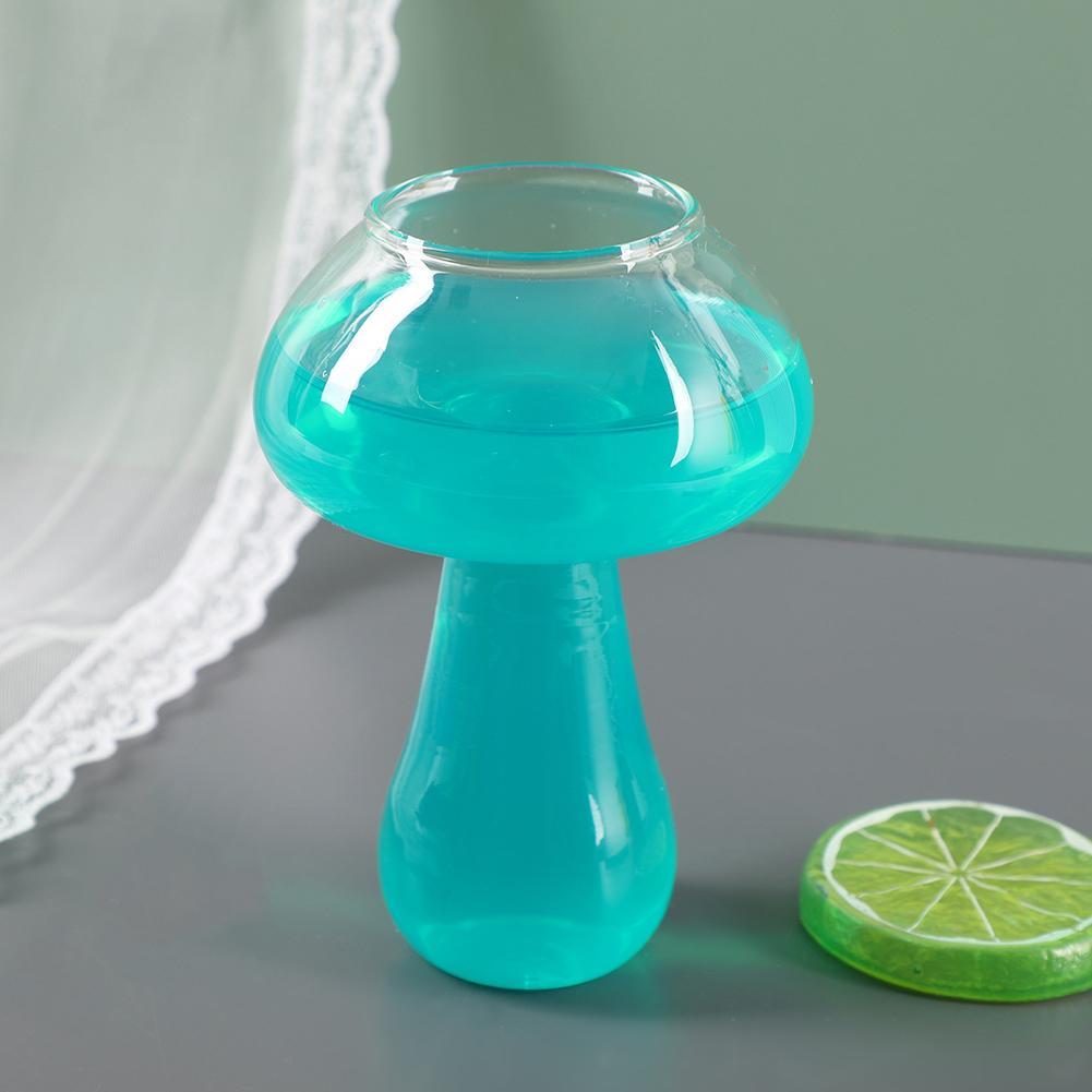 Mushroom Shaped Cocktail Glass Cup Transparent Glass Flower Vase Hydroponic Aromatherapy Bottle Desktop Decoration Ornament