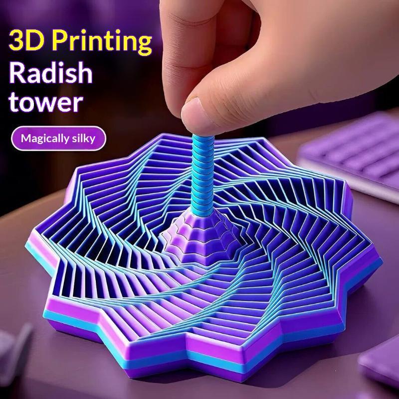 3D-печатная спиральная башня-фиджет Плавное вращение Снятие стресса Для детей Взрослых Офиса Дома Путешествий Расслабление