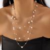 Retro Inspired Pearl Accessories Set With Handcrafted Multilayer Necklace And Ear Jewelry
