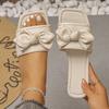 Летние женские шлепанцы на плоской подошве с бантом, большого размера, для внешней торговли, европейского и американского дизайна, с квадратным носком, удобные пляжные туфли