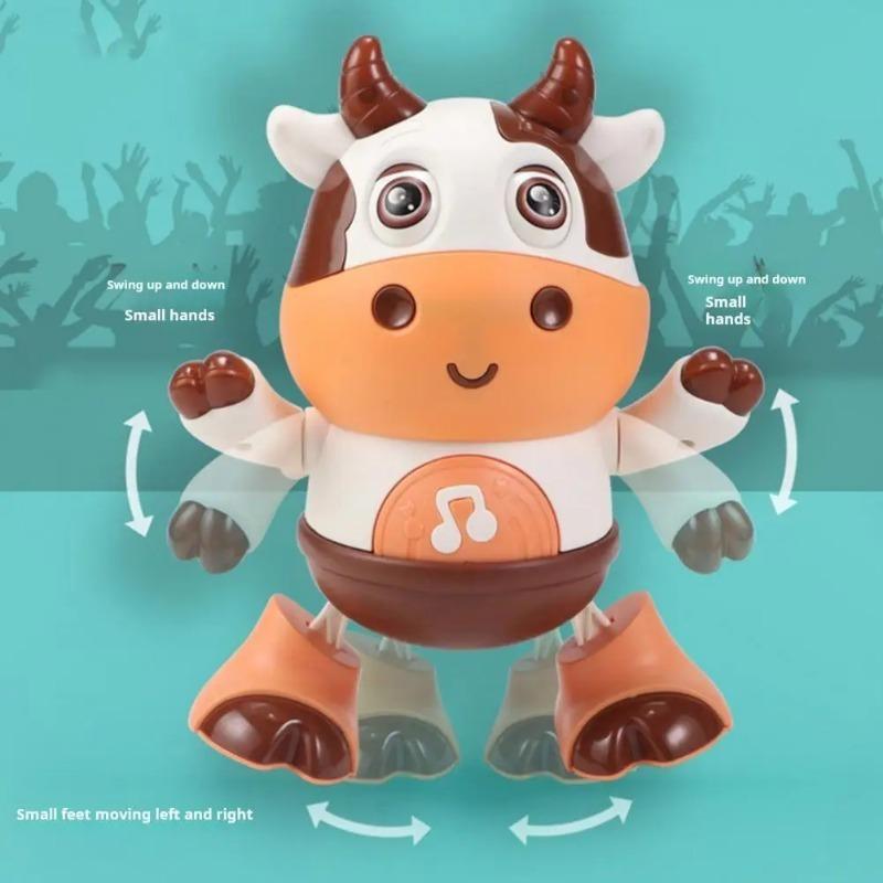 Интерактивная детская электронная музыкальная игрушка со светодиодной подсветкой, дизайн коровы, развивающая обучающая игрушка для малышей, на день рождения, батарейки в комплект не входят)
