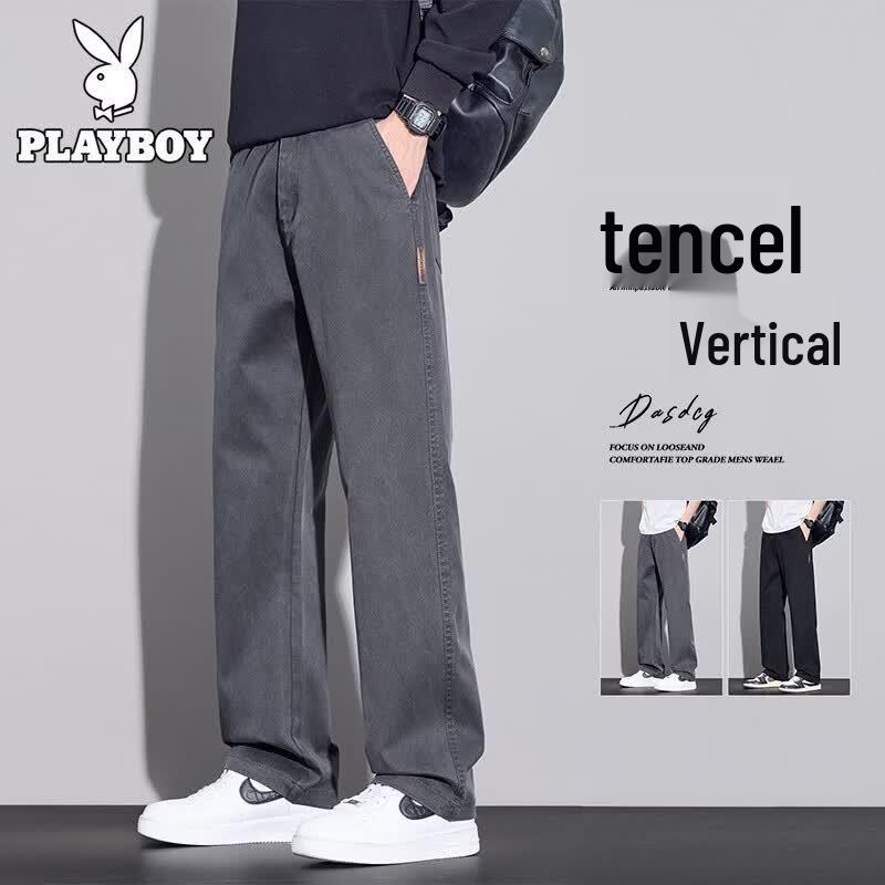 PLAYBOY Men's Summer Tencel Blend Casual Straight Pants