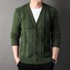 Осенне-зимний утолщенный вязаный кардиган для мужчин молодого и среднего возраста, свободный свитер с ромбовидным узором, мужской повседневный свитер с V-образным вырезом большого размера