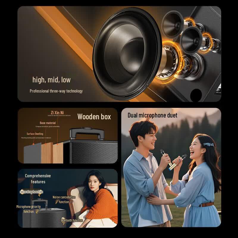 Портативная Bluetooth-колонка Soaiy SA-X21 8 дюймов на колесиках с двумя микрофонами (Китайская версия)