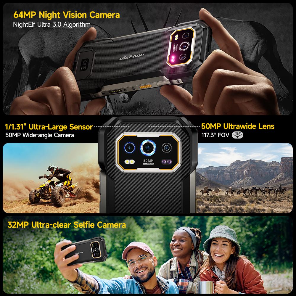 Ulefone Armor 27 Pro 5G Защищенный телефон 10600 мАч Смартфон 50 МП Камера 64 МП Ночная съемка Android 15 До 24 ГБ + 256 ГБ NFC Мобильный телефон
