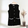 Velvet Retro Small Fragrant Vest Women's 2025 Early Spring Round Neck Jacquard Cardigan Vest Dress