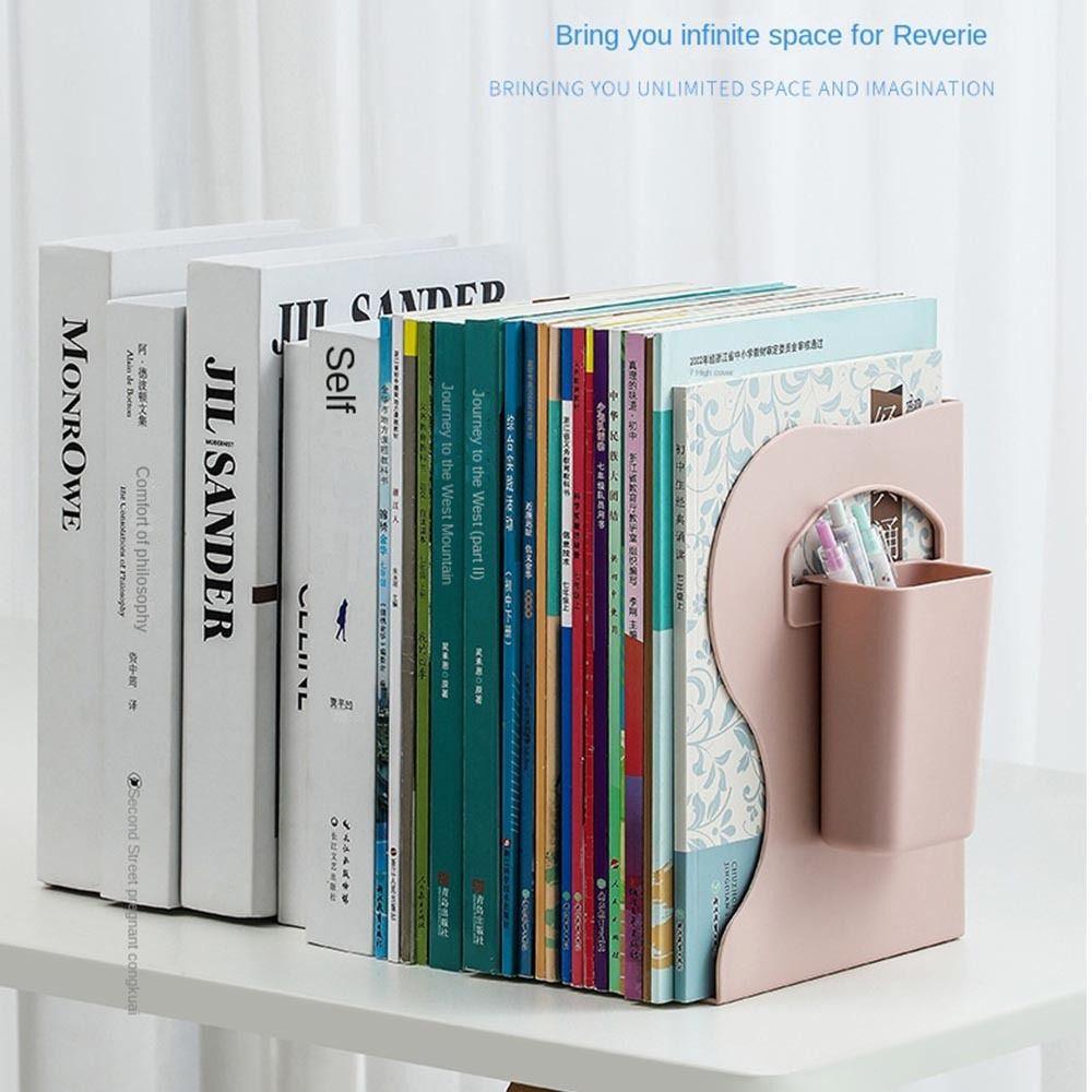 with Pen Holder Adjustable Bookshelf Save Space Divider Book Stand Book Support Stand