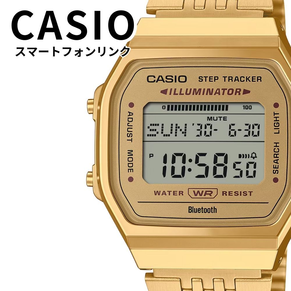 Casio Часы для мужчин и смартфоны, нержавеющая сталь, золотой, для особых случаев, таких как приезд или школа, женские, совместимые, шагомер