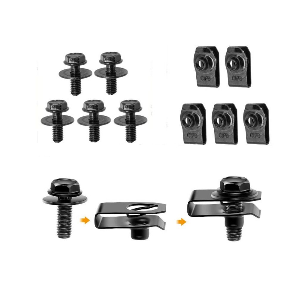 5/10pcs U-clamp Car U-nut Clips 6MM Splash Shield Guard Bolts Car Body Bolts Engine Cover