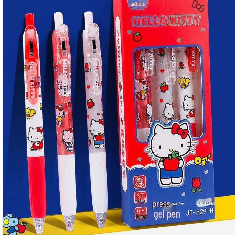 Черная нажимная ручка Hello Kitty Sanrio - Специальная для студенческих экзаменов, Гладкий ST-наконечник