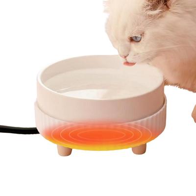 Подогреваемая миска для кошек, перезаряжаемая миска для подогрева воды для домашних животных, бесшумная керамическая миска для воды, фонтан для кошек, диспенсер для питья животных