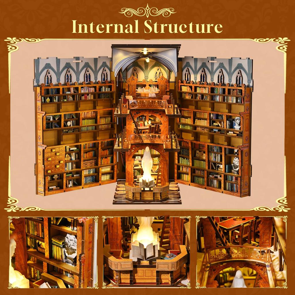 Мини-город Набор для сборки книжной полки своими руками Кукольный домик Миниатюрный домик Книжная полка Подходит для и День рождения Коллекционный со светодиодной подсветкой - - - - Начинающие,