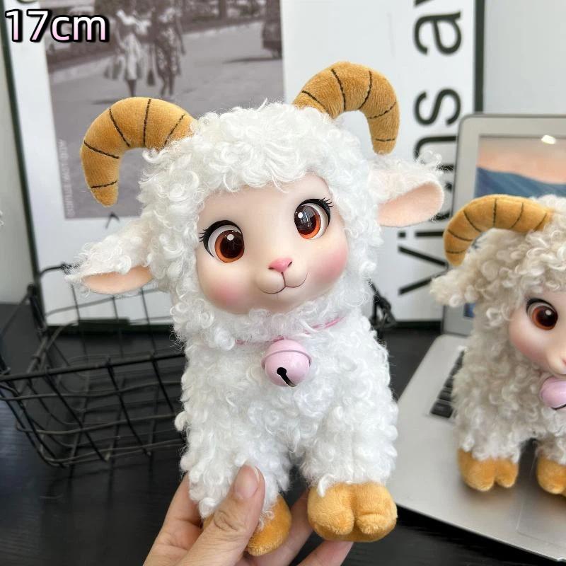 Adorable Stuffed Lamb Plush Toy with Bell Soft Cuddly Sheep Doll for Nursery Decor Baby Sleep Soother Birthday Gift