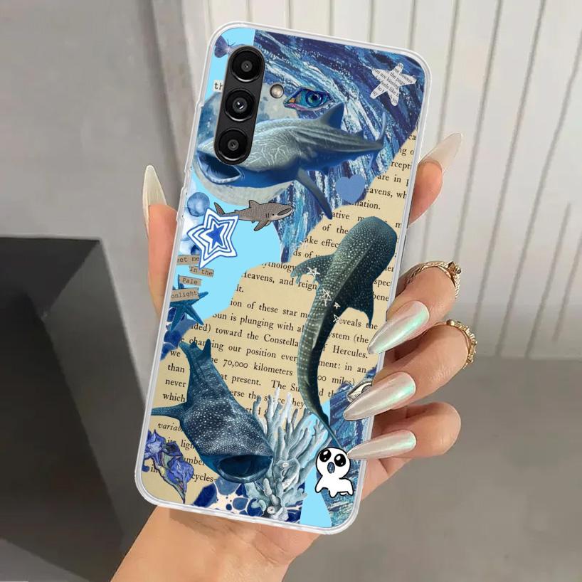 Чехол для телефона с китовой акулой для Samsung Galaxy A17 A16 A37 A26 A36 A57 A56 A15 A25 A35 A55 A14 A24 A34 A54 A13 A23 A33 A53 Gala