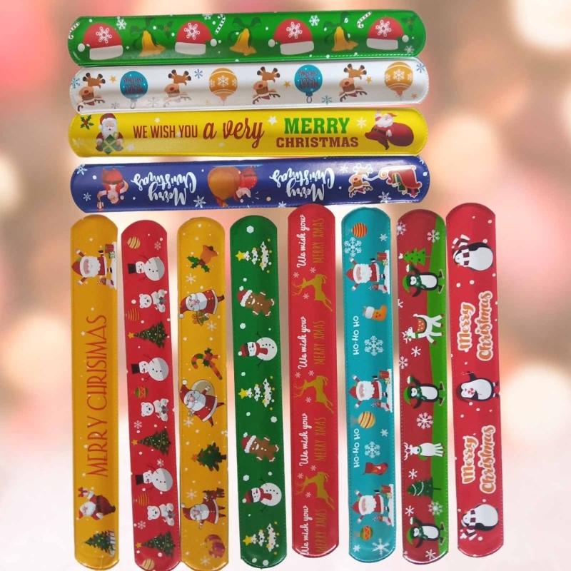 100 шт. Рождественские браслеты для детей, веселые и праздничные браслеты для рождественской вечеринки, украшения для сумок