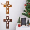 Intertwined Heart Cross Wall Decoration Handmade Wooden Double Hollow Love Heart Faith Prayer Cross Home Office Wall Art Ornament