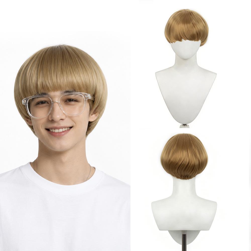 Men's Bob Wig Short Mushroom Hair Natural Fluffy Cosplay Anime Wig