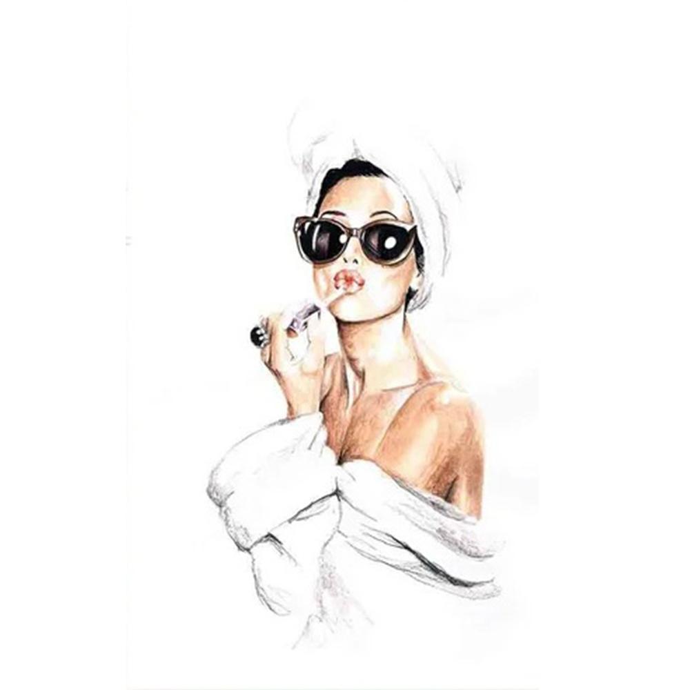 Минималистичный для женщин, наносящий помаду, холст, картина с художественным изображением, современная мода, настенные постеры, принты для гостиной, спальни, украшение для дома