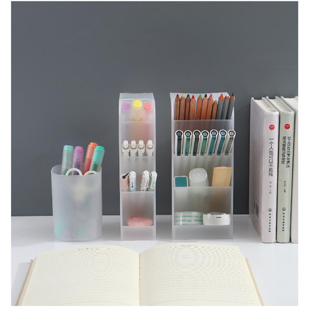 Настольный прозрачный матовый держатель для ручек, косая кисть, органайзер для губной помады, многофункциональный органайзер для канцелярских принадлежностей