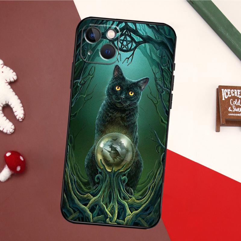 Чехол-Кот-Ведьма для iPhone 16 Pro Max 14 13 12 11 15 17 Pro Max mini 15 16 Plus 16e 17 Air Задняя крышка