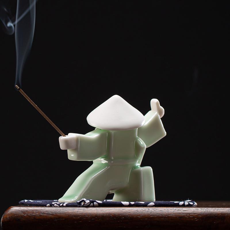1 шт. Фарфоровая забавная ароматическая палочка для чая, аксессуар для домашних животных, самурай, керамический держатель для благовоний, набор для домашнего декора