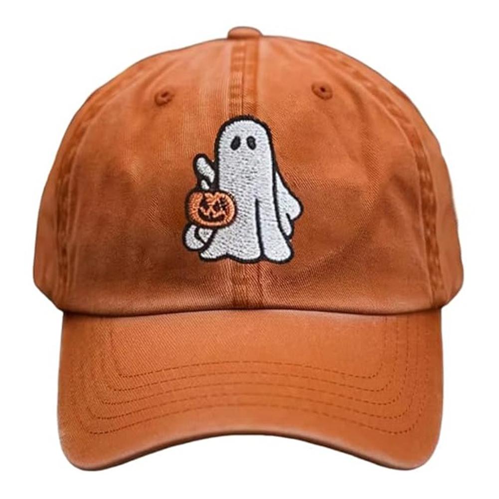 Halloween Ghost Hat for Women Men Halloween Pumpkin Embroidery Baseball Cap for Fishing Camping Picnic Beach Family Outings