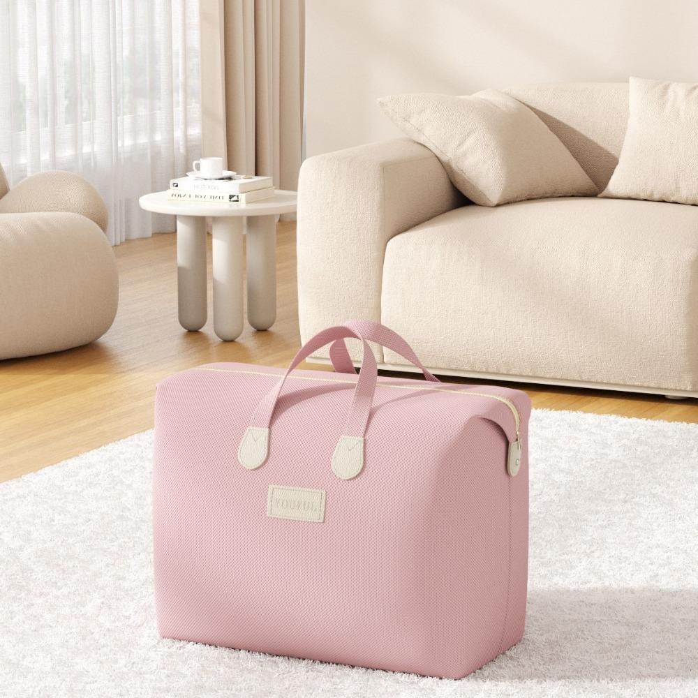 Pink Clothes Quilt Organizer Bag Large Capacity Weekend Travel Bag Durable Duffel Bag