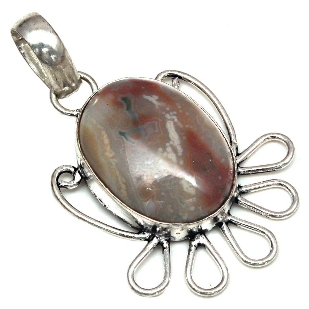 Pendant Designer Jasper Gemstone Handmade Mother's Day Silver Jewelry 1.75"