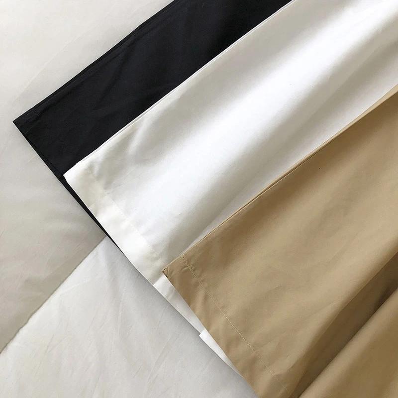 2026 Summer High Waist Khaki A-line Cotton Skirt for Women - Korean Style