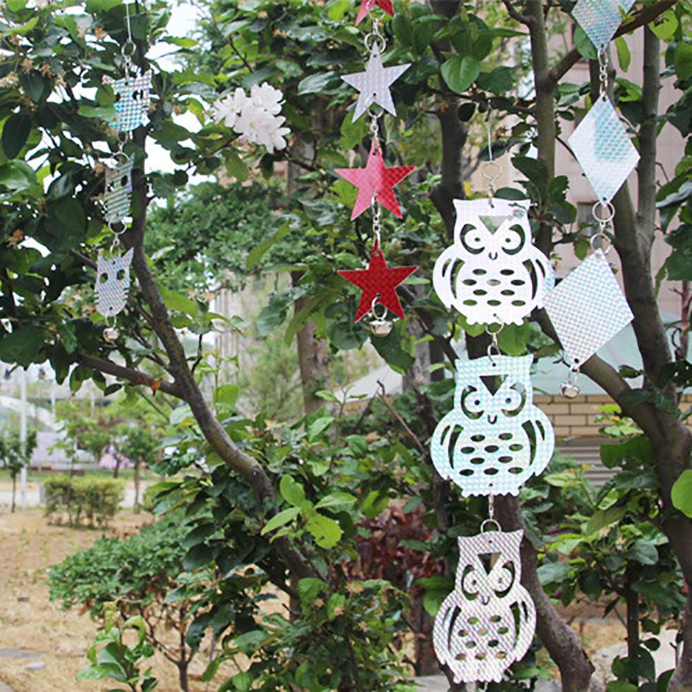 Reflective Owl Scarecrow Bird Repellent Hanging Anti Bird Tool with Bell for Plants Gardens