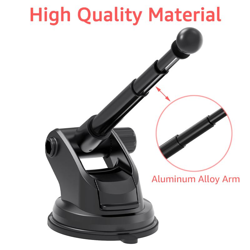 Aluminium Alloy Telescopic Arm Car Mobile Phone Stand Base Universal 17mm Ball Head Suction Cup for Car Dashboard Phone Holder 1