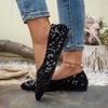 Sparkling Pointed Shallow Mouth Single Shoe Flat Bottom Casual Women's Shoes Large Casual Shoes