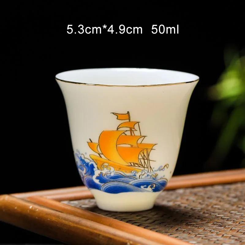 Chinese Cup Tea White Porcelain Retro Style 80ml Teahouse Masters Cup 50ml Ceramics Sake Cup Household Tea Bowl Kung Fu Tea Set