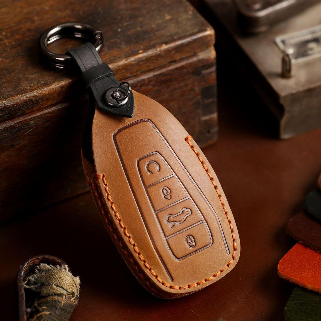 Чехол для автомобильного ключа из натуральной кожи ручной работы для Geely: Binrui, Binyue, Xingrui, Dihao GS, Vision Models