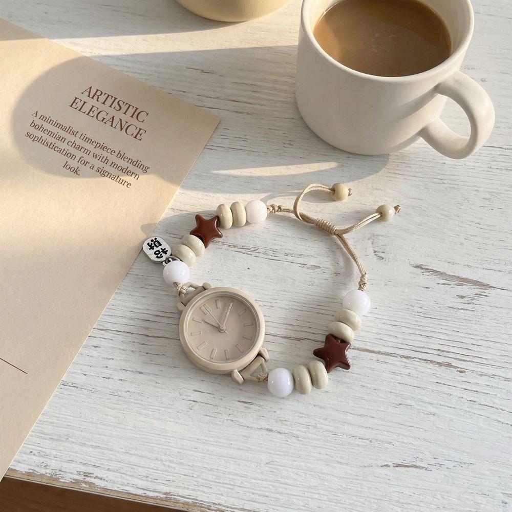 Woven Beaded Wristwatches Vintage Adjustable Hand Chain Literary Watch Bracelet Birthday