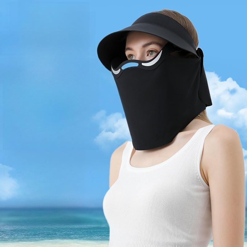 Nylon Neck Guard Magnetic Sun Hat for Women Sun Protection Cap for Outdoor Sports Full-Face Sunscreen Mask with Neck Protection