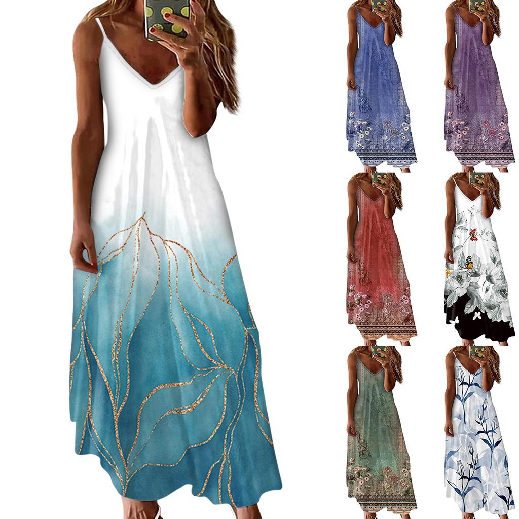 Женское модное повседневное тонкое платье без рукавов с принтом и пуловером