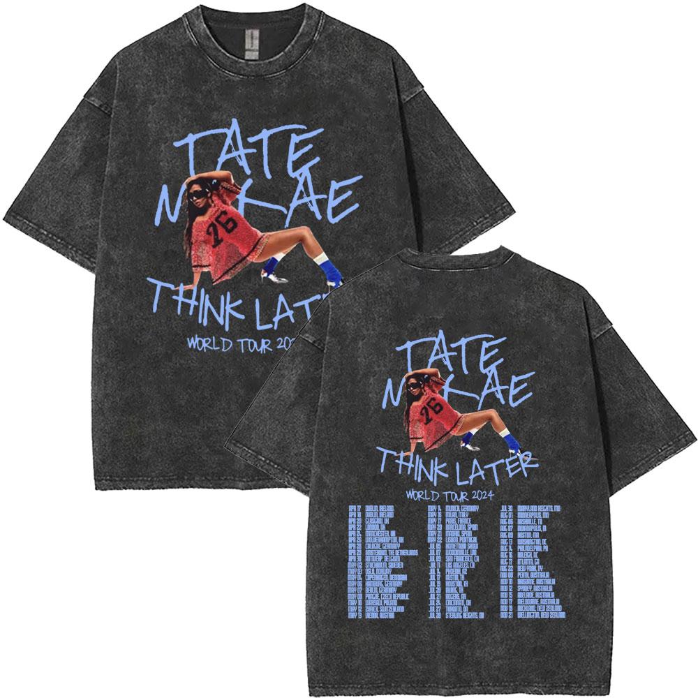 Washed Singer Tate Mcrae Album So Close To What Miss Possessive World Tour T Shirts Men Women Fashion Oversized Tshirts