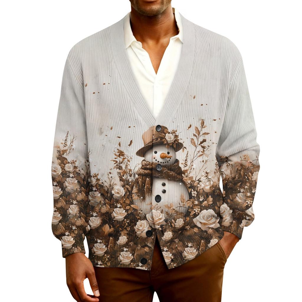 Мужской кардиган с длинным рукавом, рубчатой вязки