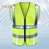 Work Waistcoat Men Women Reflective Vest V-Neck Sleeveless Zipper Placket Breathable Night Safety Vest