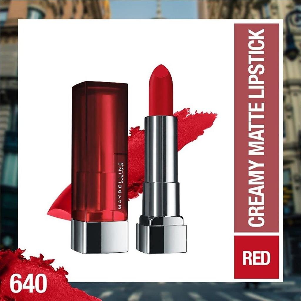 Maybelline New York Matte Lipstick 3.9g 640 Red Liberation Creamy Hydrating Long-Lasting Bold Colour for Lips