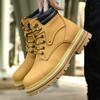 Boots Men High Top Boots Men's Leather Shoes Winter Fashion Plush Warm Shoes Outdoor Sneakers Lace Up Non-Slip Ankle Boots Male